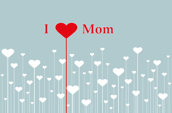 "I love Mom" Karte mit Blumen-Herzen