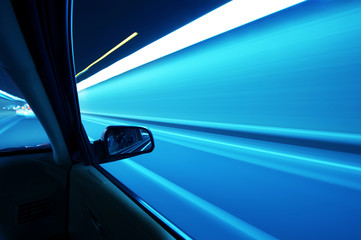 Fototapeta na wymiar car on the road with motion blur background.