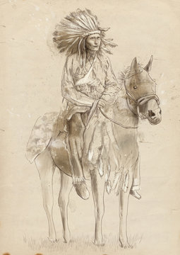 Indian chief sitting on a horse