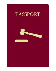 Marteau de juge dans un passeport