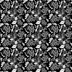 Seamless monochrome floral pattern