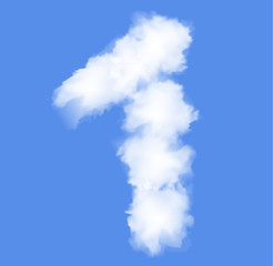 Number one with clouds written numeral.