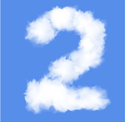 Number two with clouds written numeral.