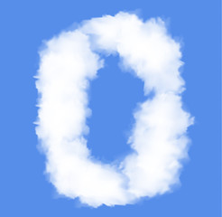 Number nil with clouds written numeral.