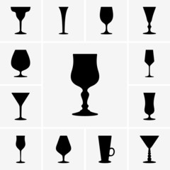 Set of wine glasses icons
