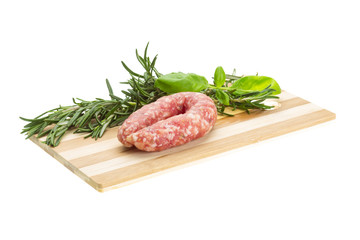Salami with rosemary, basil