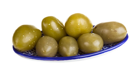 Pickled tomatoes isolated on the white background