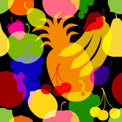 Seamless pattern of fruit silhouette