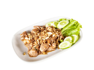 Thai food, Pork with garlic on plate