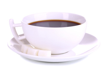 A cup of strong coffee isolated on white