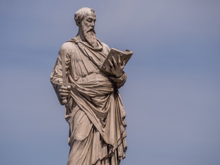Roma, ponte S. Angelo, statua di San Paolo - obrazy, fototapety, plakaty