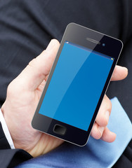 Businessman hält Smartphone - Vorlage - Muster