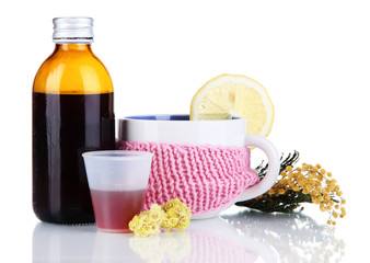 Cough syrup isolated on white