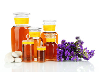 Medicine bottles isolated on white