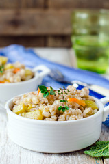 .Barley porridge with vegetables