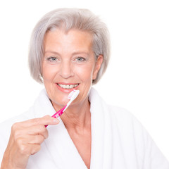 Senior woman with toothbrush