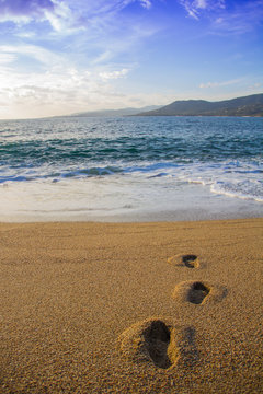 La joie des vacances les pieds dans le sable