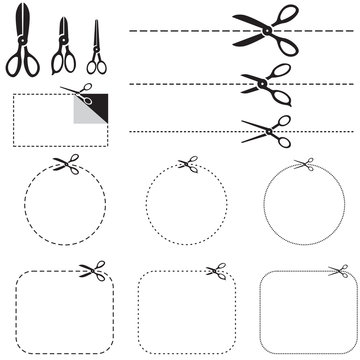 Set of images with scissors