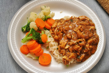 Chicken Gravy Over Rice with Steamed Veggies