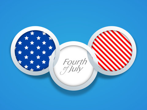 American Independence Day background with flag badge having text