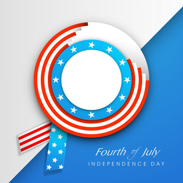 American Independence Day background with badge in flag colors a