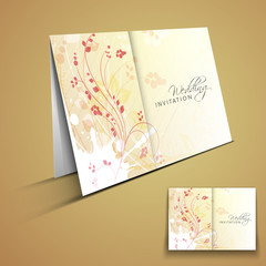 Abstract beautiful wedding card with floral decoration.