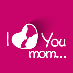 Happy Mothers Day concept with text I Love You on pink backgroun