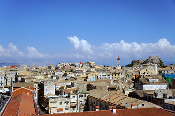 Kamienice starego miasta na wyspie Korfu, Grecja