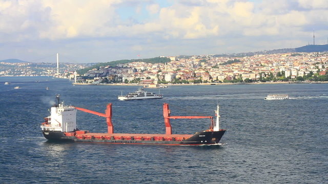 Cargo ship on route to Marmara Sea