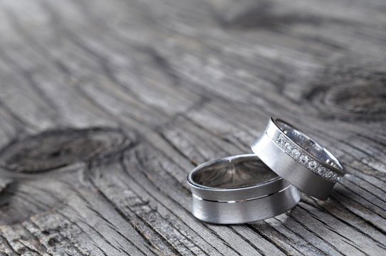 Wedding Rings On Wood