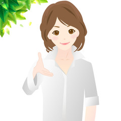 春夏　握手 女性　オフィスシーン　