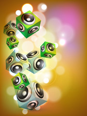 Abstract music background with loudspeakers.