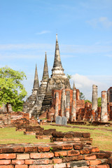 Ancient architecture at Wat Phrasrisanpet, Ayutthaya, Thailand.