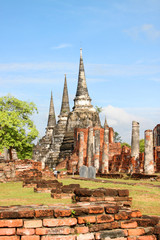 Obraz premium Ancient architecture at Wat Phrasrisanpet, Ayutthaya, Thailand.
