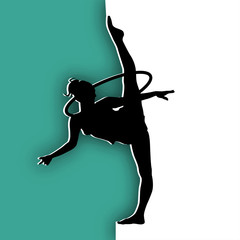 Illustration of rhythmic gymnastic girl on abstract background.