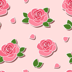 Seamless background with roses. Vector illustration.