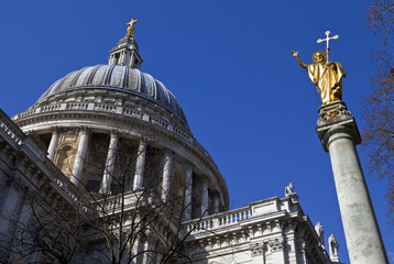 St. Pauls Cathedral and Statue of Saint Paul in London