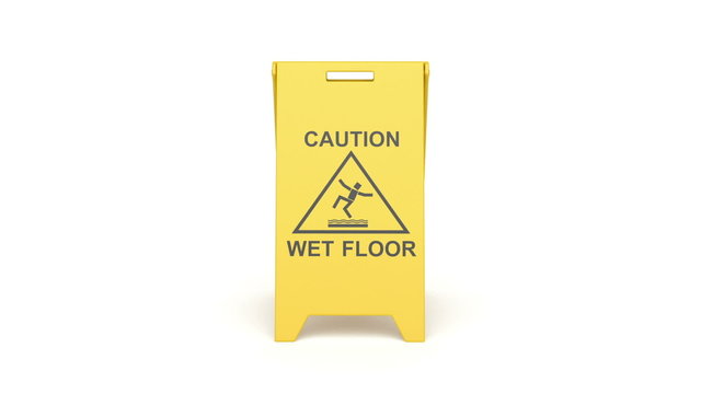 Wet floor sign, rotates on white background