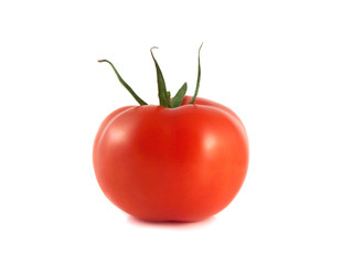 Isolated red ripe tomato on a white background
