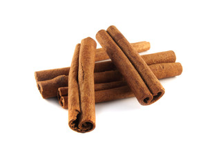 Cinnamon sticks. Isolated on white background.