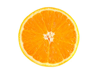 Slice of ripe orange isolated on white