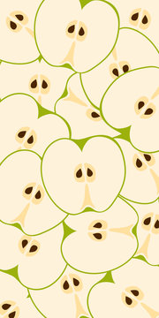Fresh juicy green apples pattern - vector