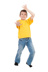 boy in yellow t-shirt isolated