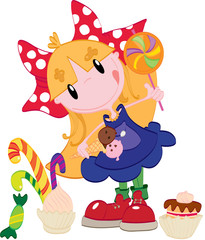 Little girl with candies