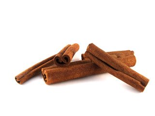Cinnamon sticks (pods). Isolated on white