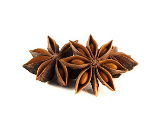 Anise stars isolated on white background.