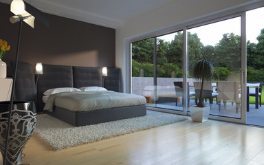 schlafzimmer mit blick in garten - gardensite bedroom