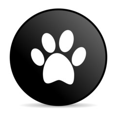 animal footprint black circle web glossy icon