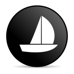 yacht black circle web glossy icon