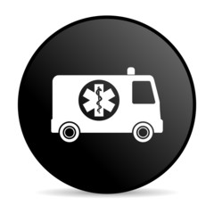 ambulance black circle web glossy icon